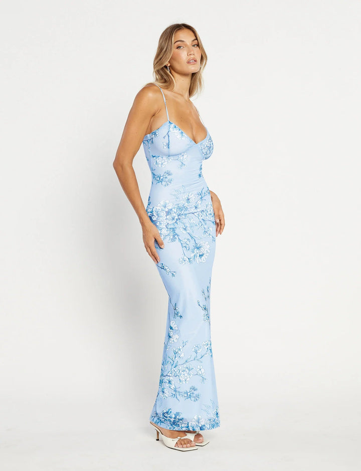 Stilla | Graceful Spaghetti Straps V-hals Maxi Kjole Kvinders