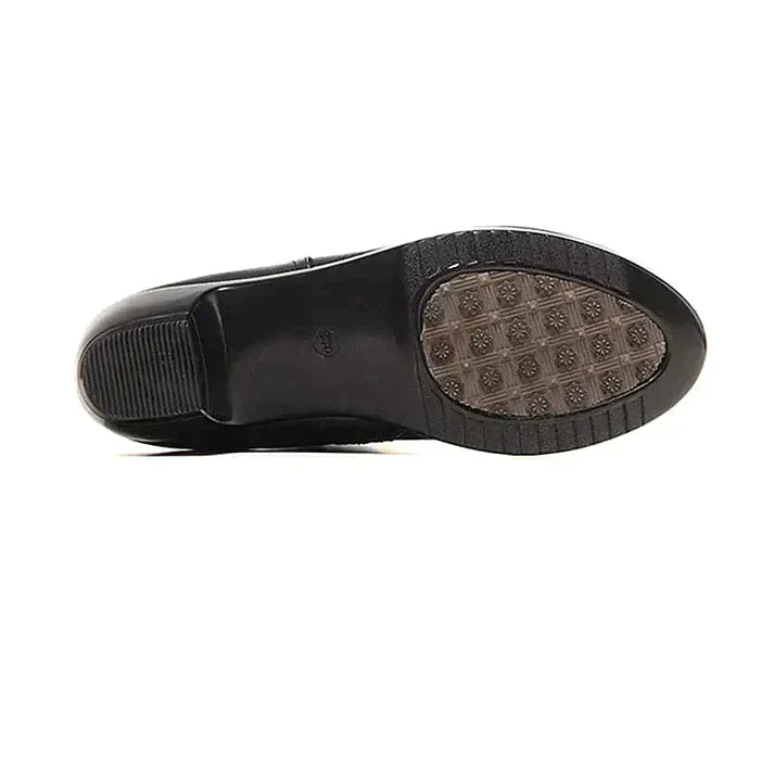 Stilla | Mid Calf Støvler Læderlignende Udseende Sidezipper Lav Heel Figurtilpasset Silhuet