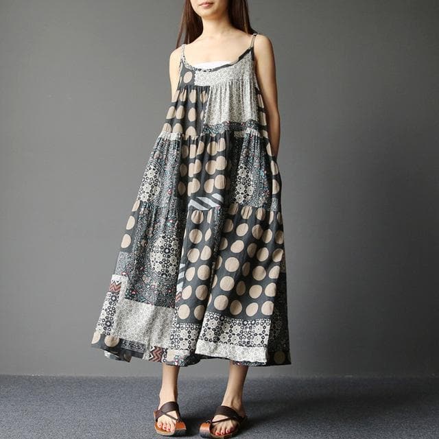 Stilla | Patchwork Hippie Kjole With Dots