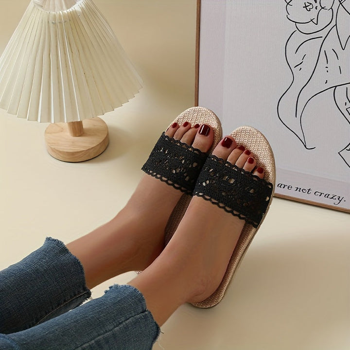 Stilla | Sommersandaler Til Kvinder Åndbare Hørflip Flops Med Blonde, Skridsikre Og Komfortable