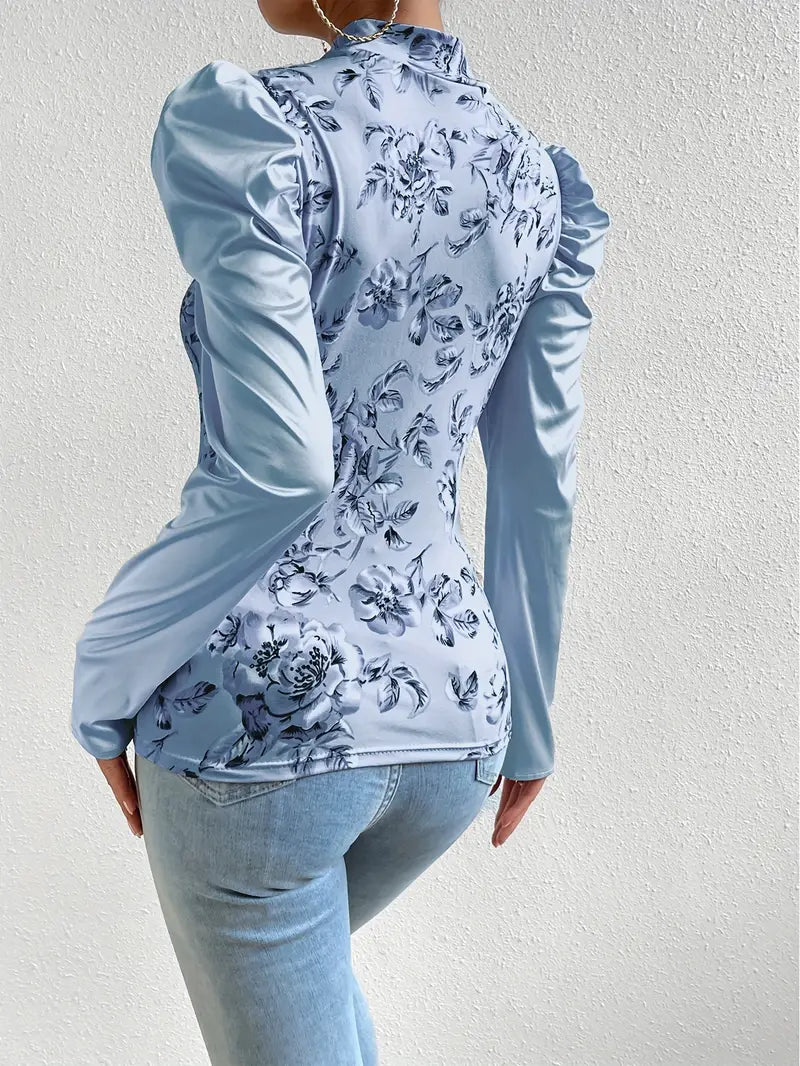 Stilla | Satinbluse med puffærmer