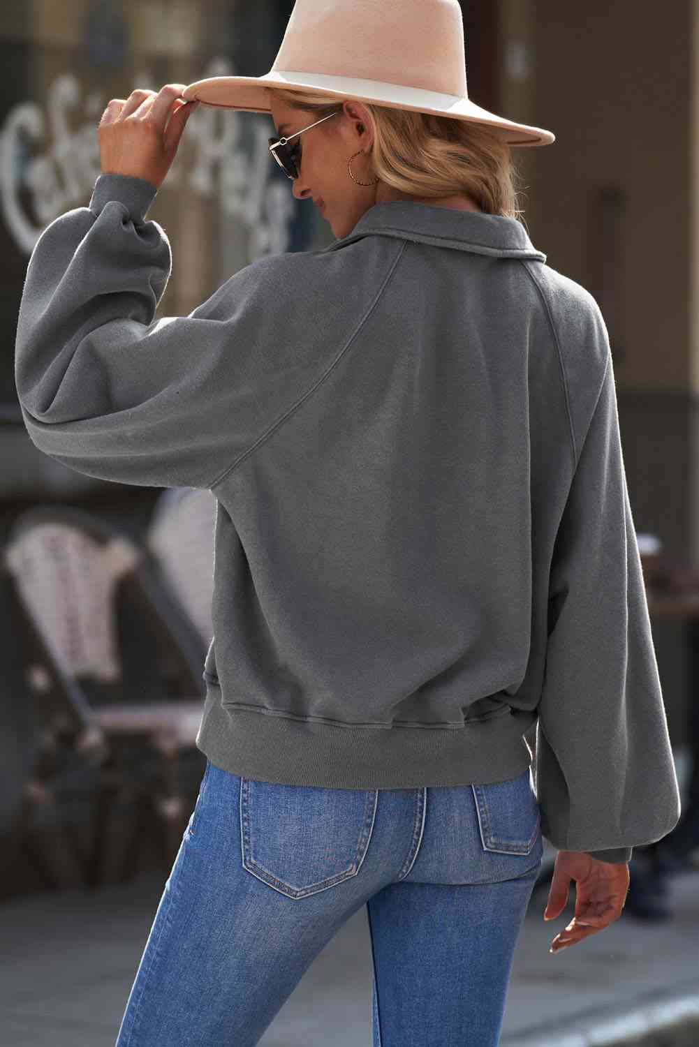 Stilla | Snap Krave Lantern Ærme Sweatshirt