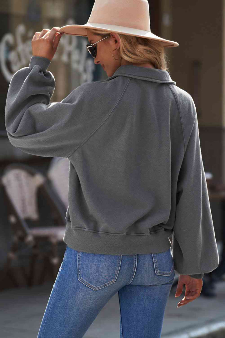 Stilla | Snap Krave Lantern Ærme Sweatshirt