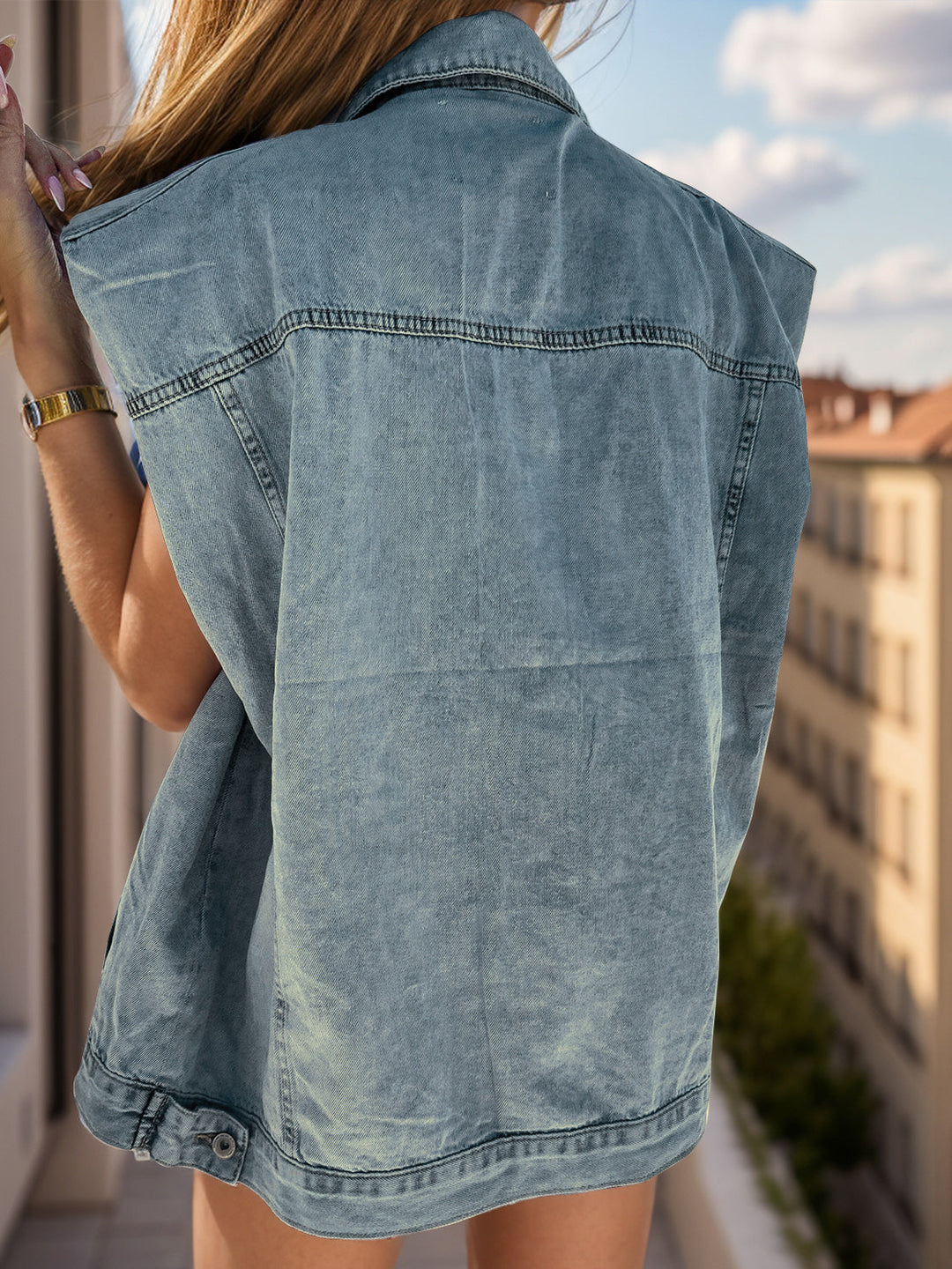 Stilla | Knapåse Cap Sleeve Denim Jakke