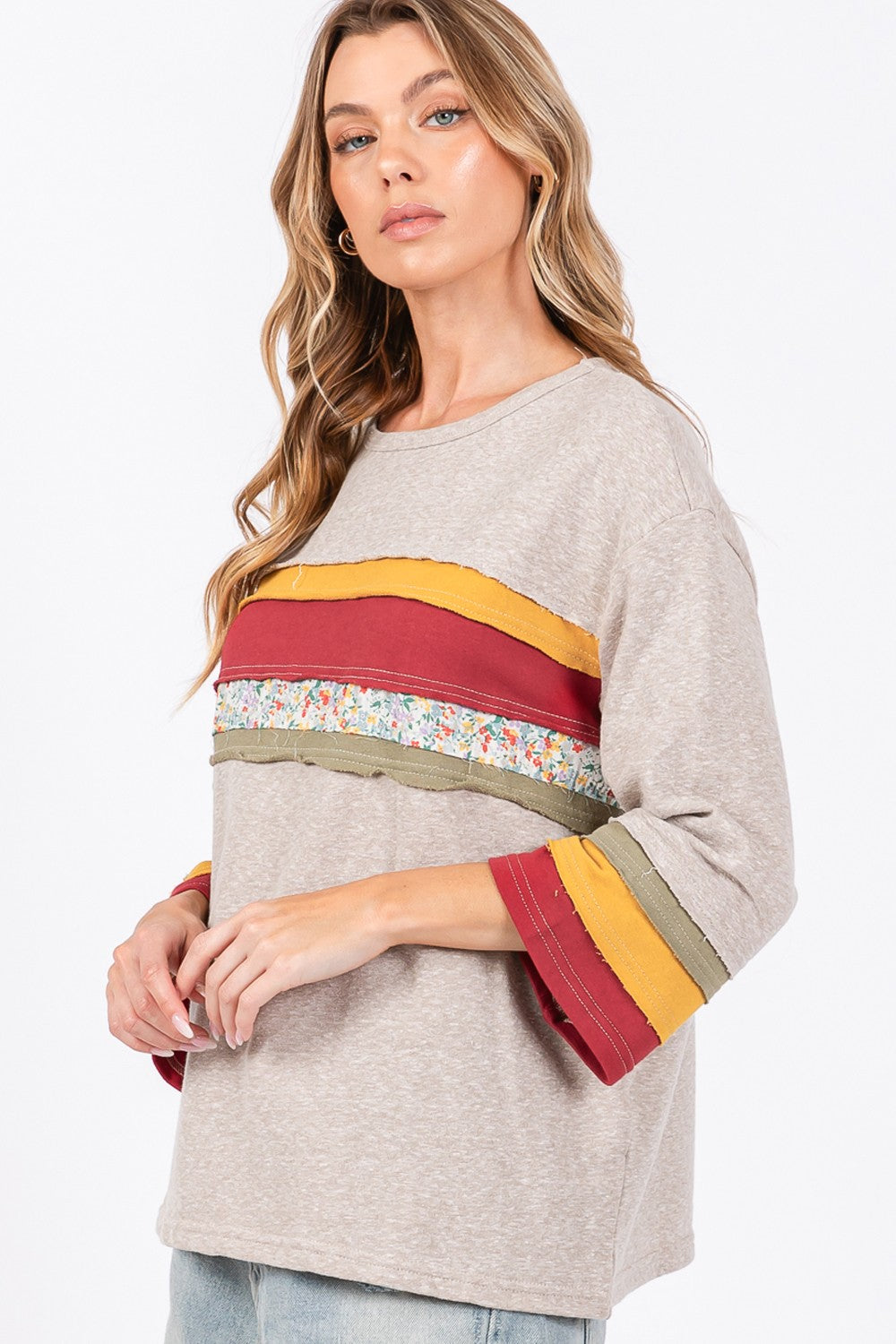 Stilla | T-shirt Farveblok Af Sweatstof
