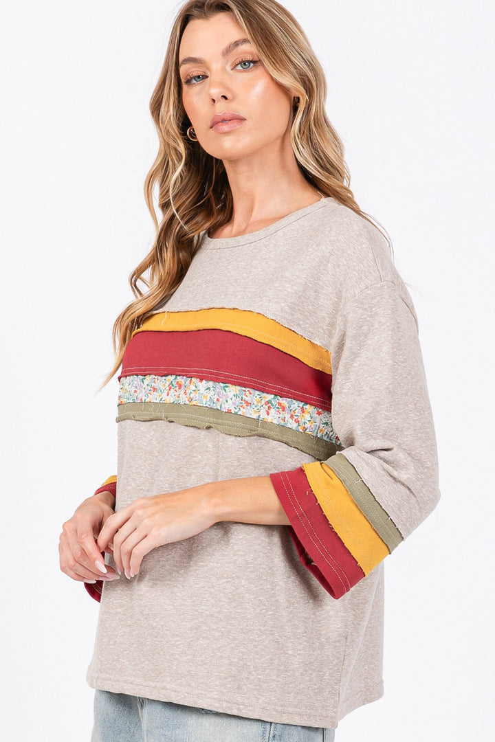 Stilla | T-shirt Farveblok Af Sweatstof