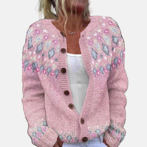 Stilla | Trykt Pink Strikjakke