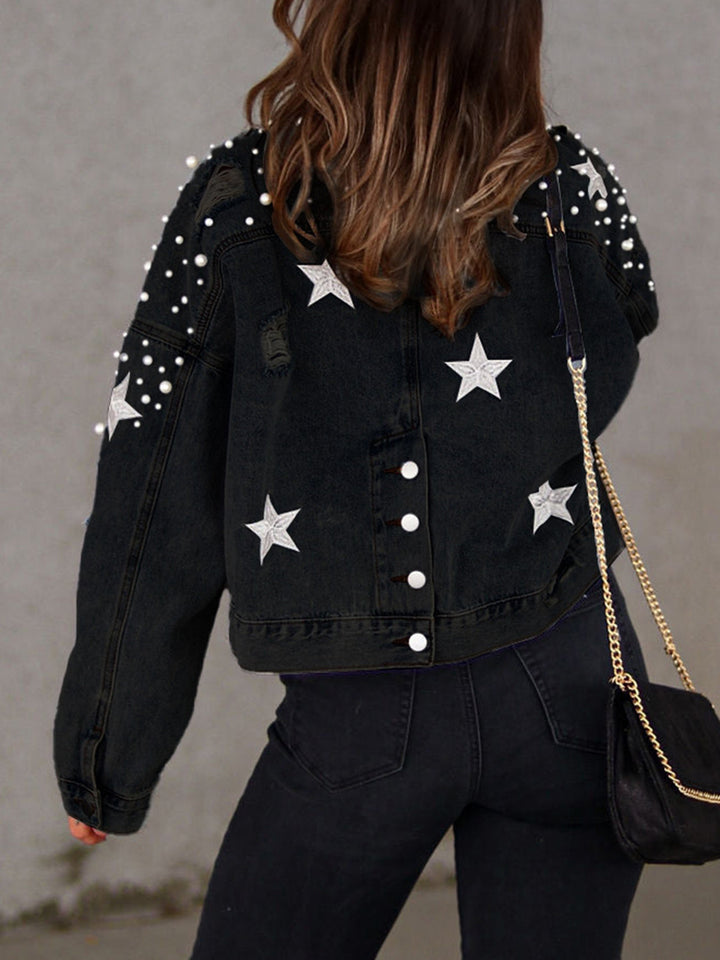 Stilla | Trim Knap Op Denim Jakke med Lommer