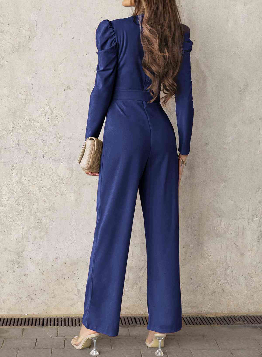 Stilla | Lang Puff Ærme V-hals Jumpsuit