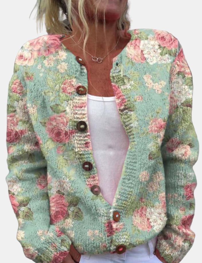 Stilla | Grøn Blomsterprint Cardigan