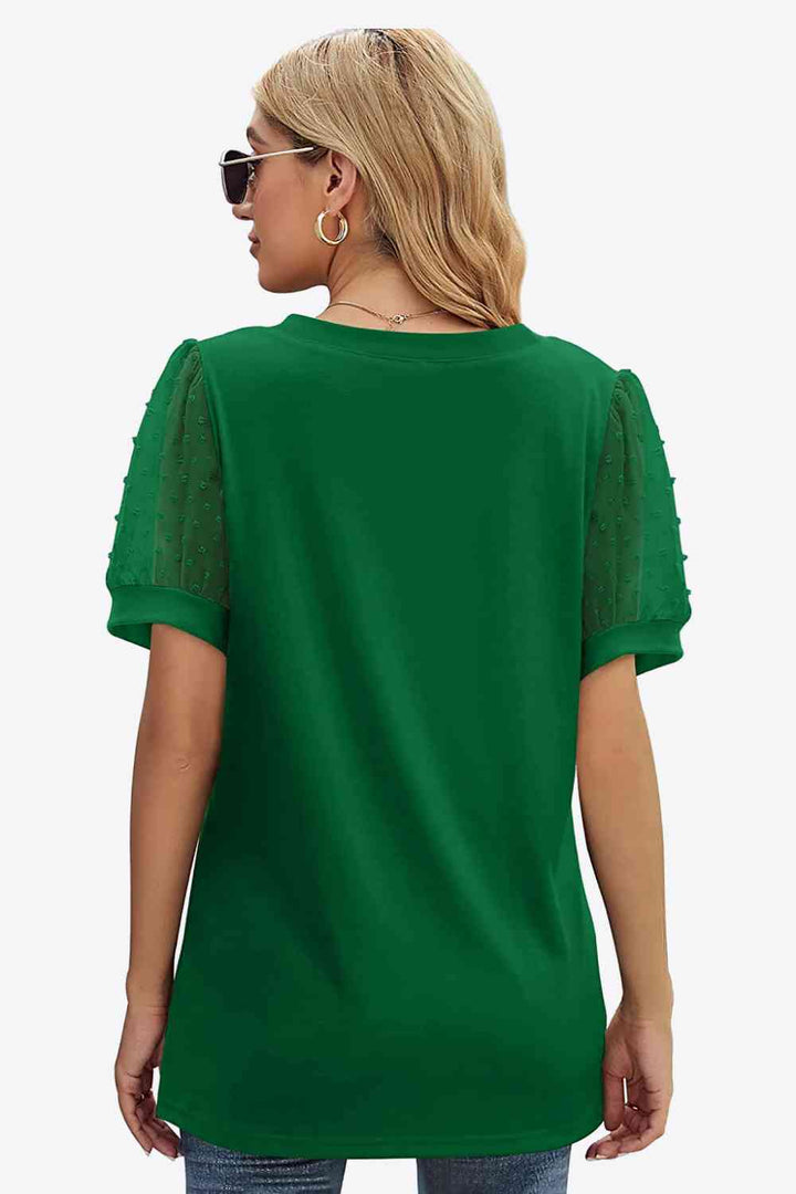 Stilla | Dot Puff Sleeve V-hals Tee