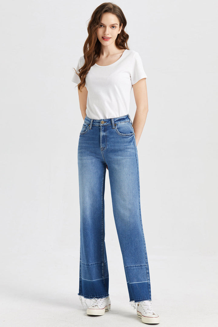 Stilla | Full Size Høj Talje Cat's Whisker Wide Leg Jeans