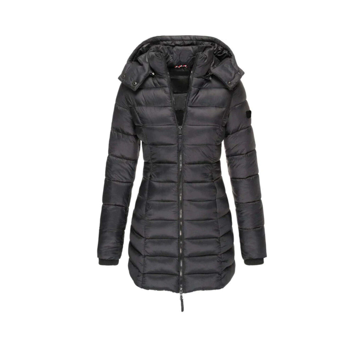 Stilla | Dam Lange Vinter Pufferjakke med Hætte