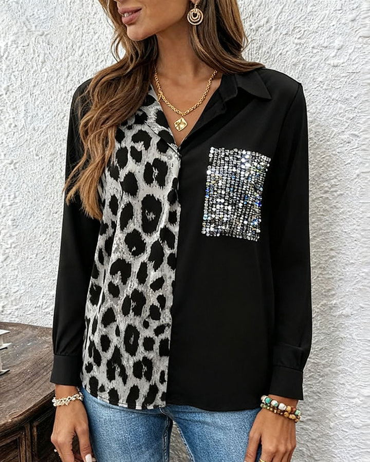 Stilla | Leopardmønster Kontrast Strass
