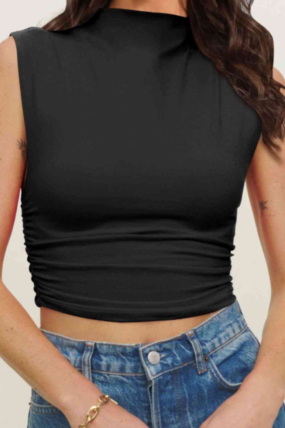 Stilla | Hals Rynket Korte Top