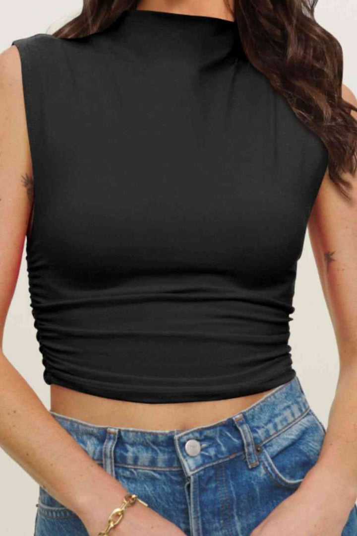 Stilla | Hals Rynket Korte Top