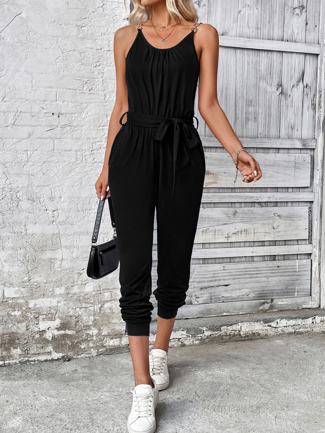 Stilla | Neck Tie Waist Jumpsuit