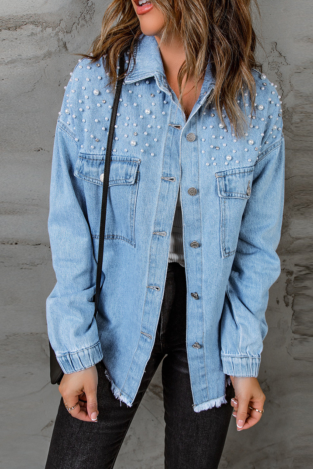 Stilla | Detalje Knap Op Rå Kant Denim Jakke