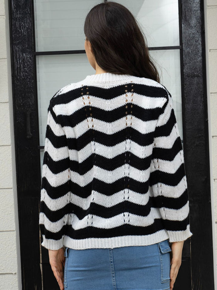 Stilla | Stribet V-hals Sweater