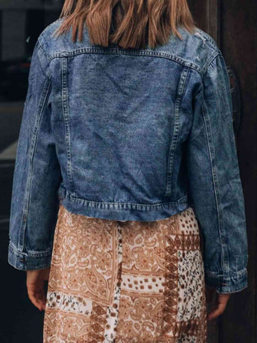 Stilla | up Kravehals Distressed Denim Jakke