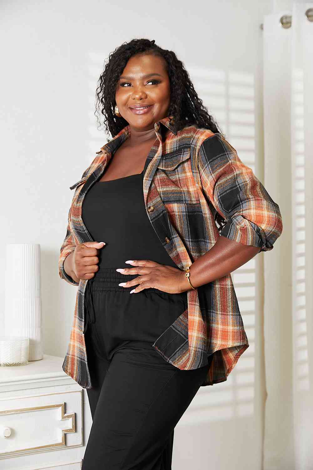 Stilla | Take Plaid Dropped Shoulder Shirt