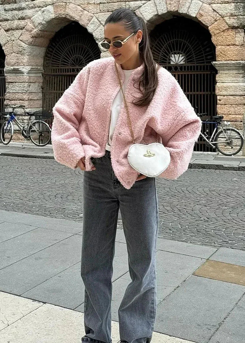 Stilla | Rosa Drop Shoulder Ståkravejakke