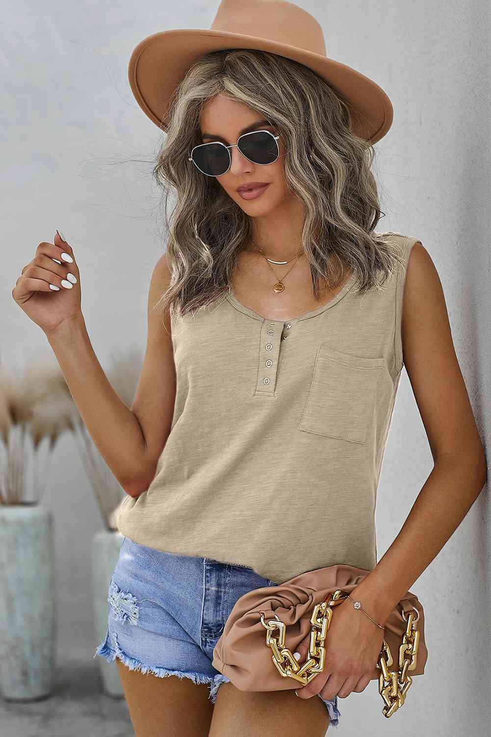 Stilla | Snap Scoop Neck Tank