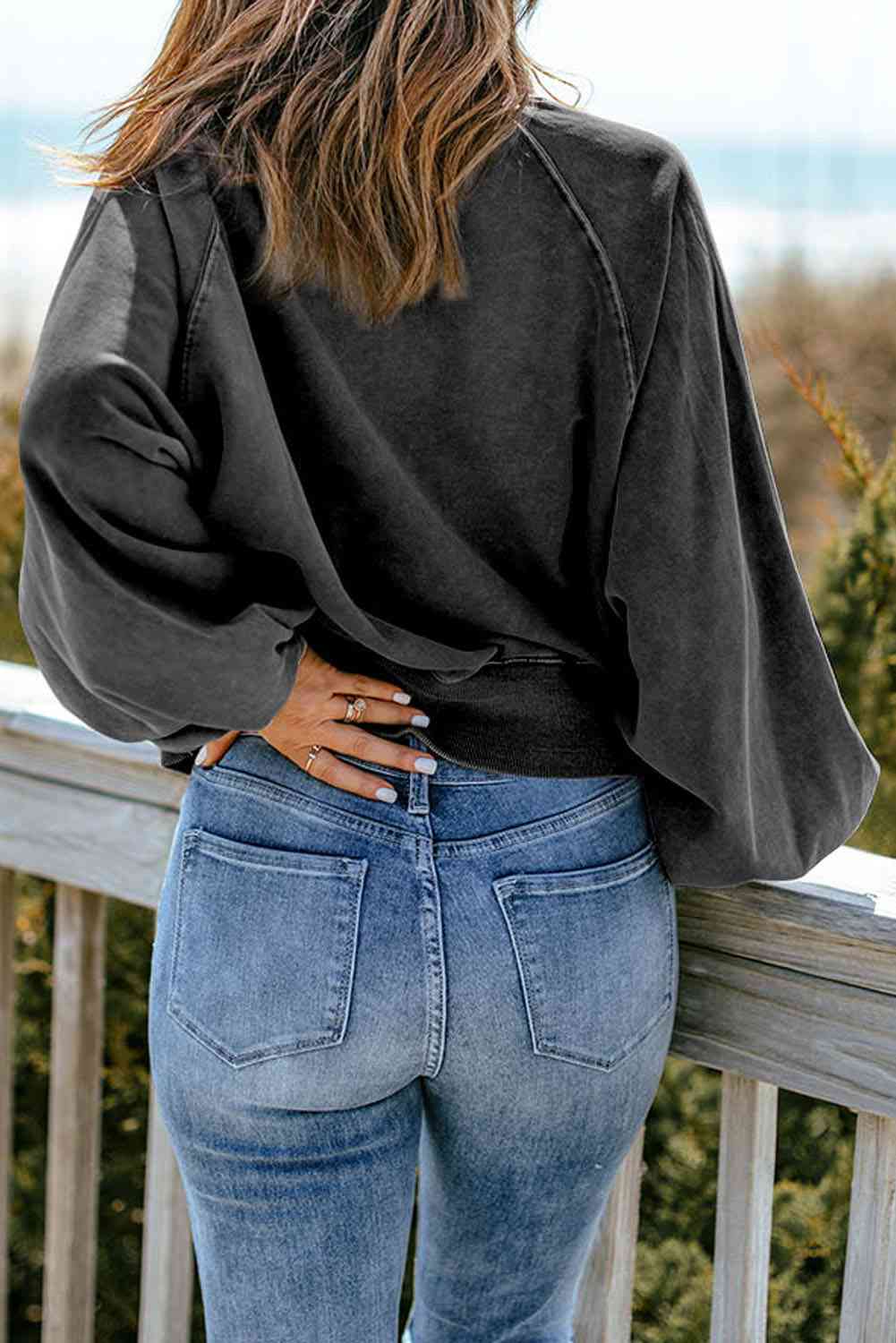 Stilla | Snap Krave Lantern Ærme Sweatshirt