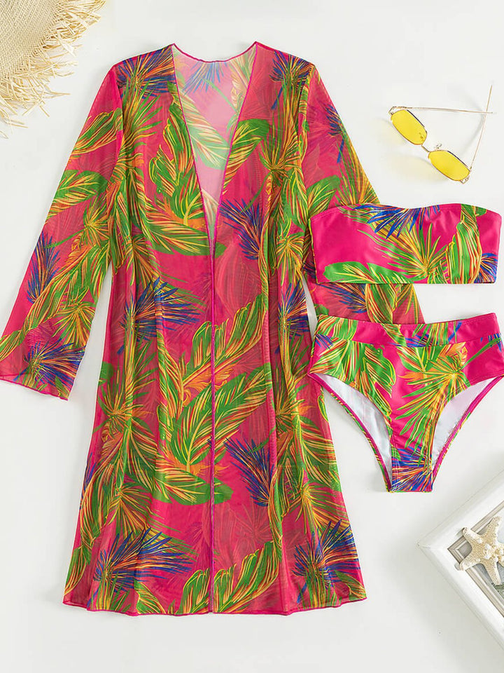 Stilla | Print Tube Top, Swim Bottoms, and Cover up Set