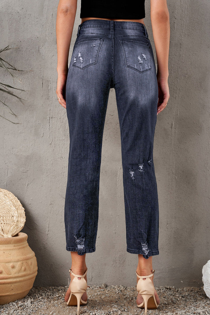 Stilla | Distressed Hem Detalje Beskårede Jeans
