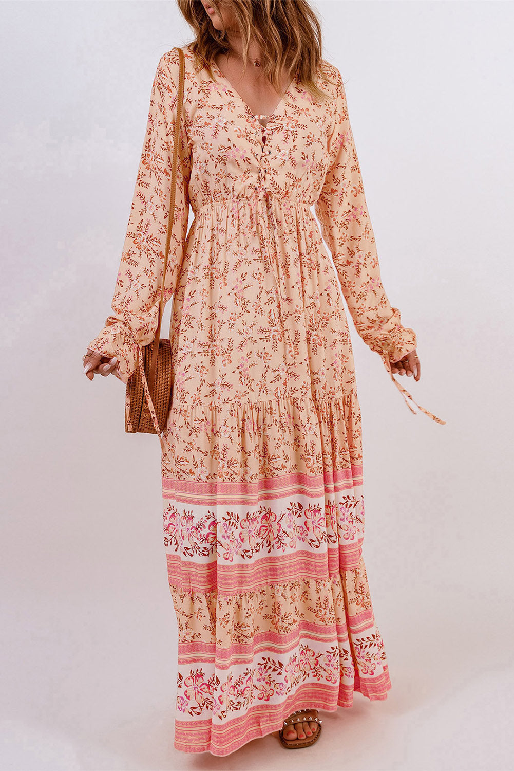 Stilla | Lace-Up Langærmet Maxi Kjole