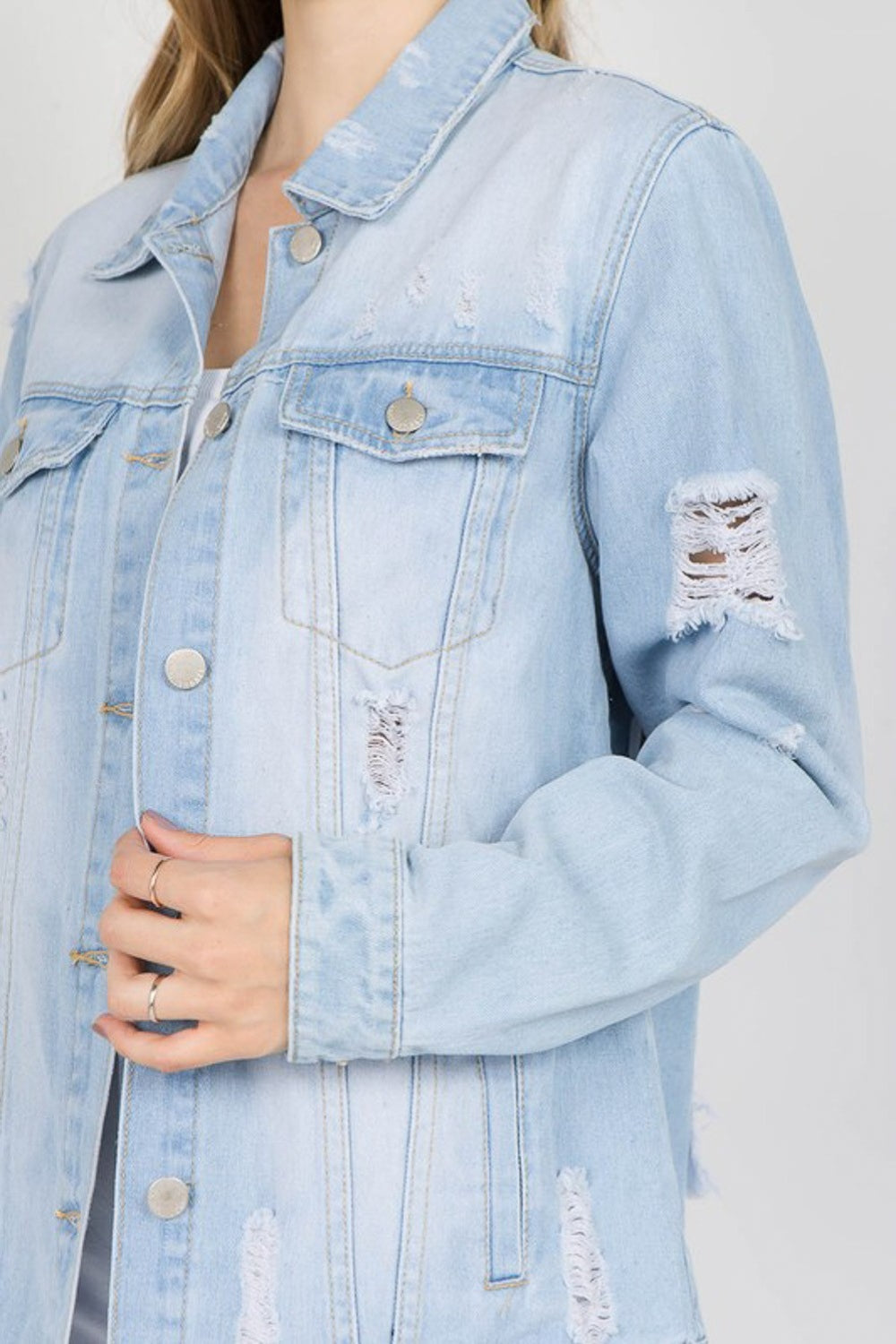 Stilla | Bazi Bogmærke Patcher Slidt Denim Jakke