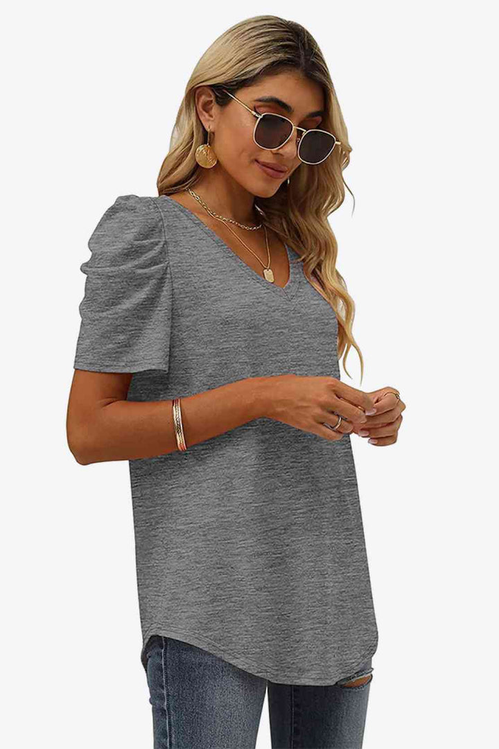 Stilla | Hals Puff Ermel T-shirt