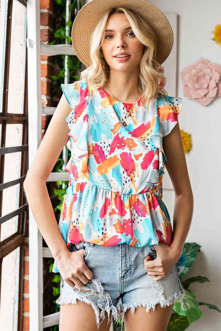 Stilla | Rund Hals Ruffle Peplum Top