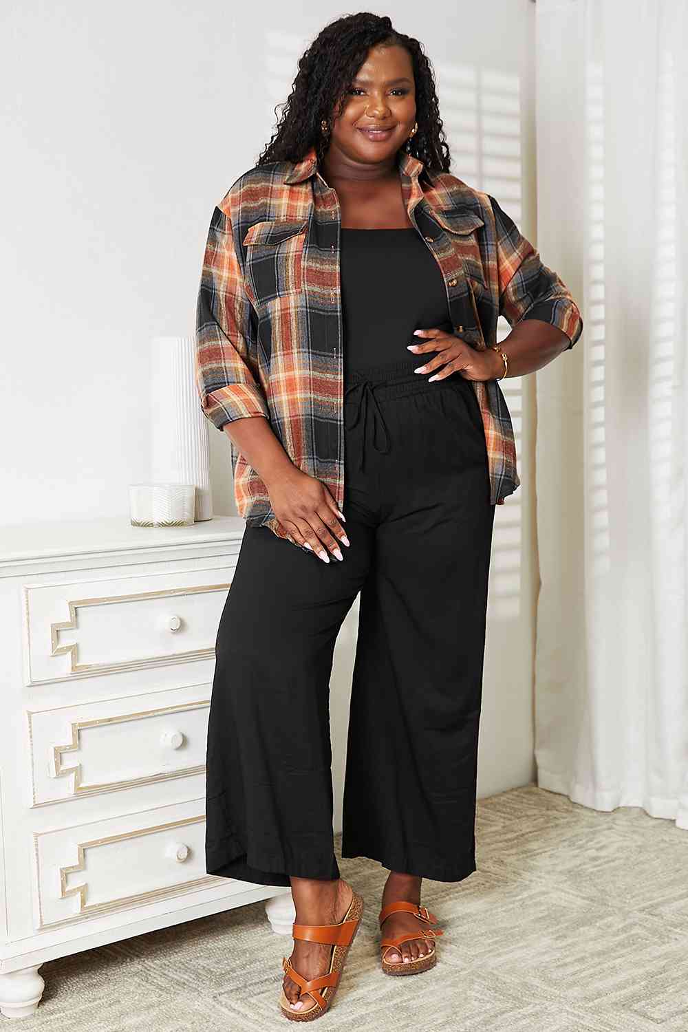 Stilla | Take Plaid Dropped Shoulder Shirt