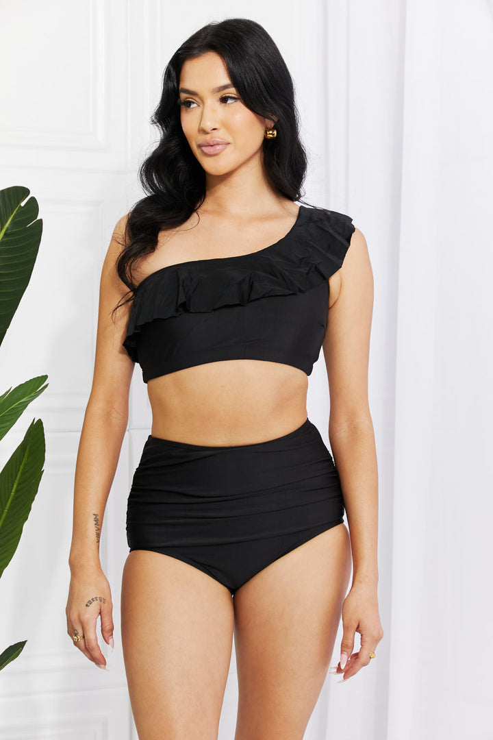 Stilla | West Swim Seaside Romance Ruffle One-shoulder Bikini I Sort