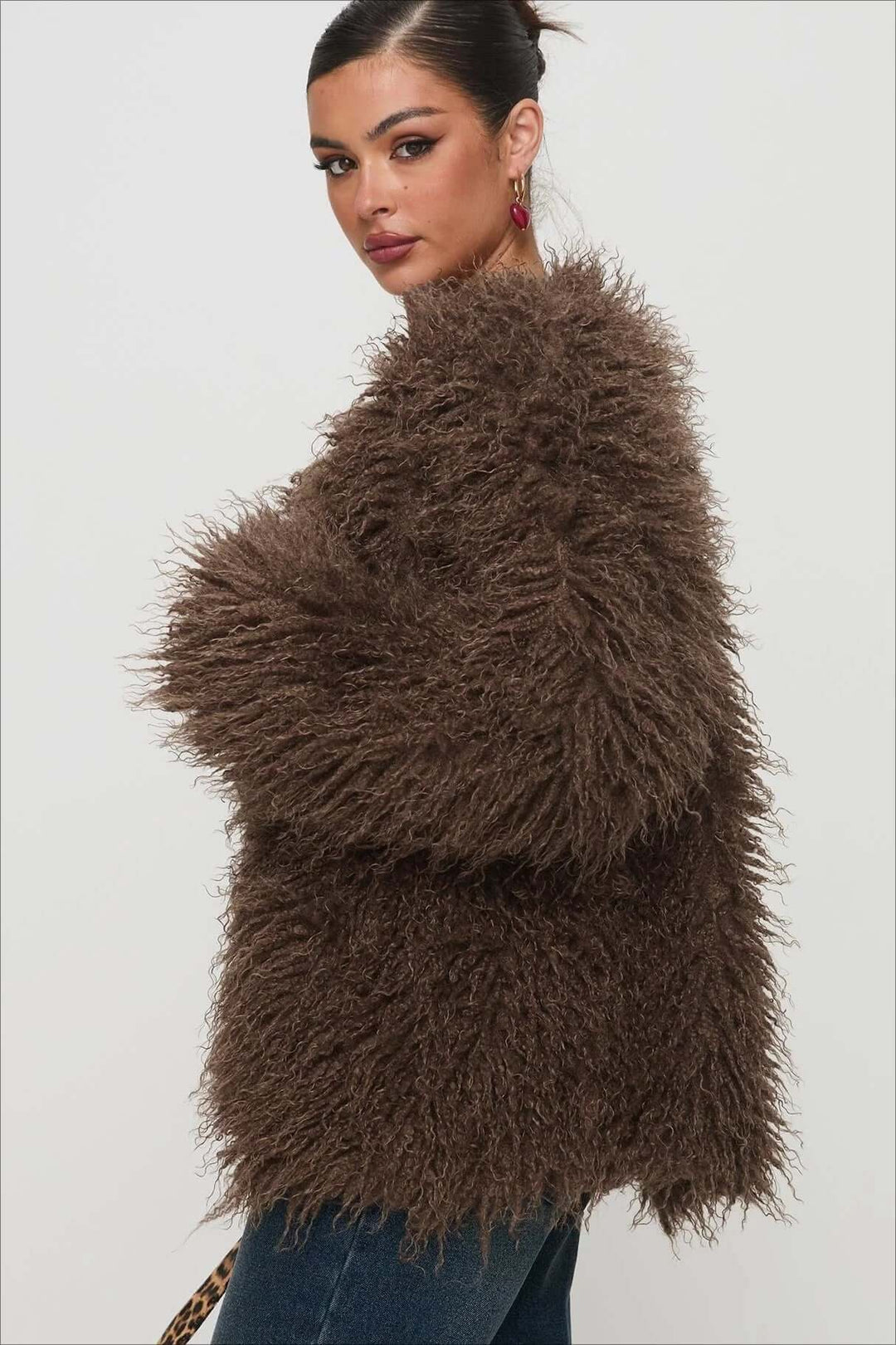 Stilla | Fluffy Brown Faux Fur Oversized Jakke