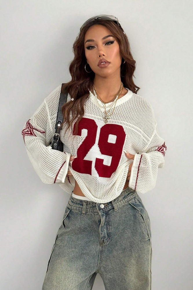 Stilla | Cozy V-Hals Strik Sweater med Digitalt Tryk