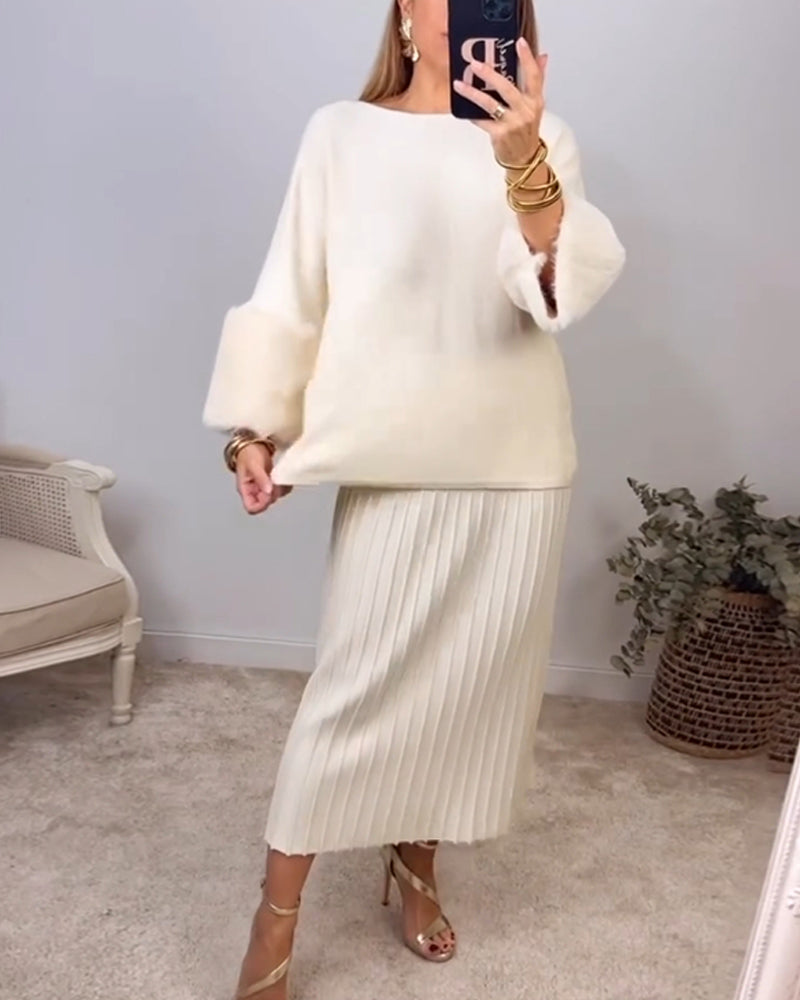 Stilla | Ensfarvet Sweater med Lange Ærmer