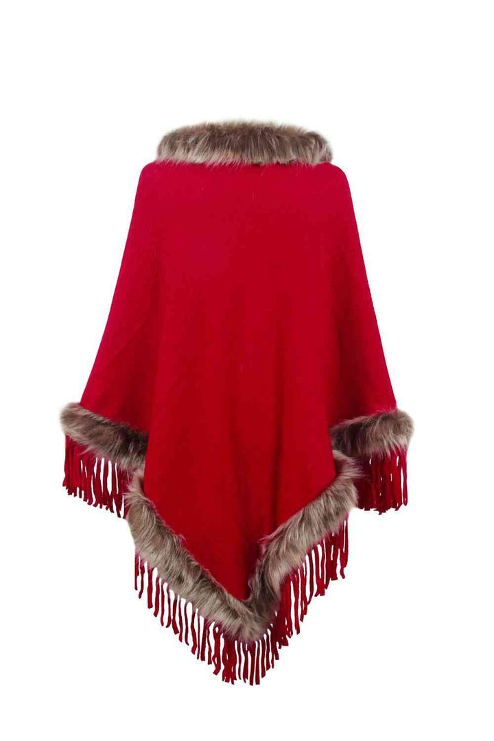 Stilla | Pelskantet Frynset Poncho