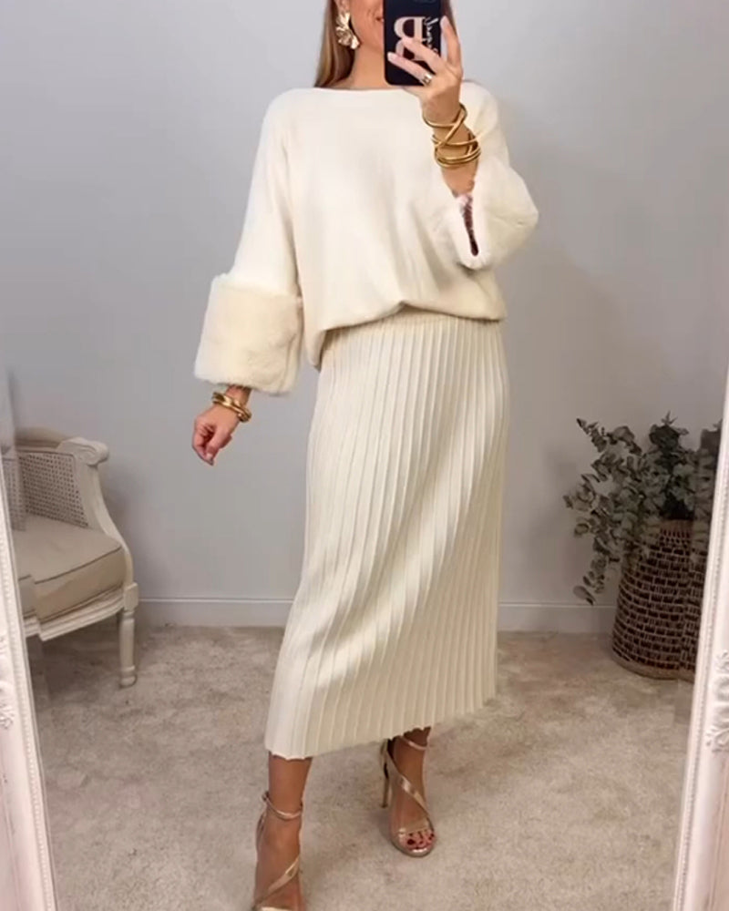Stilla | Ensfarvet Sweater med Lange Ærmer