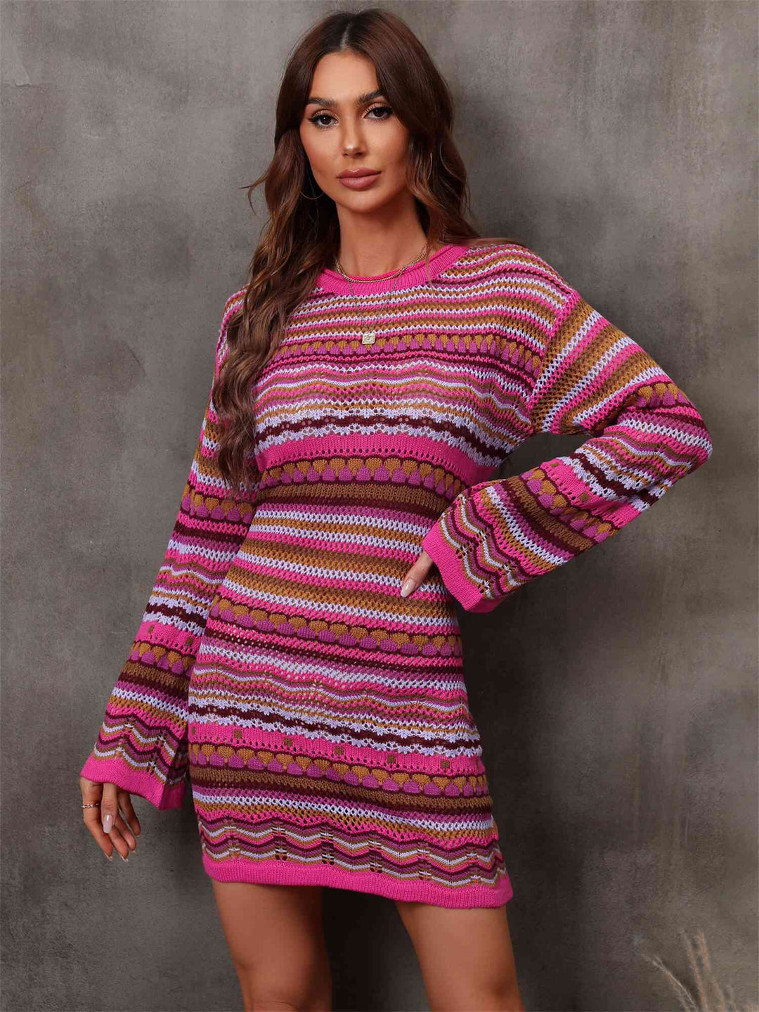 Stilla | Stripe Dropped Shoulder Sweater Dress