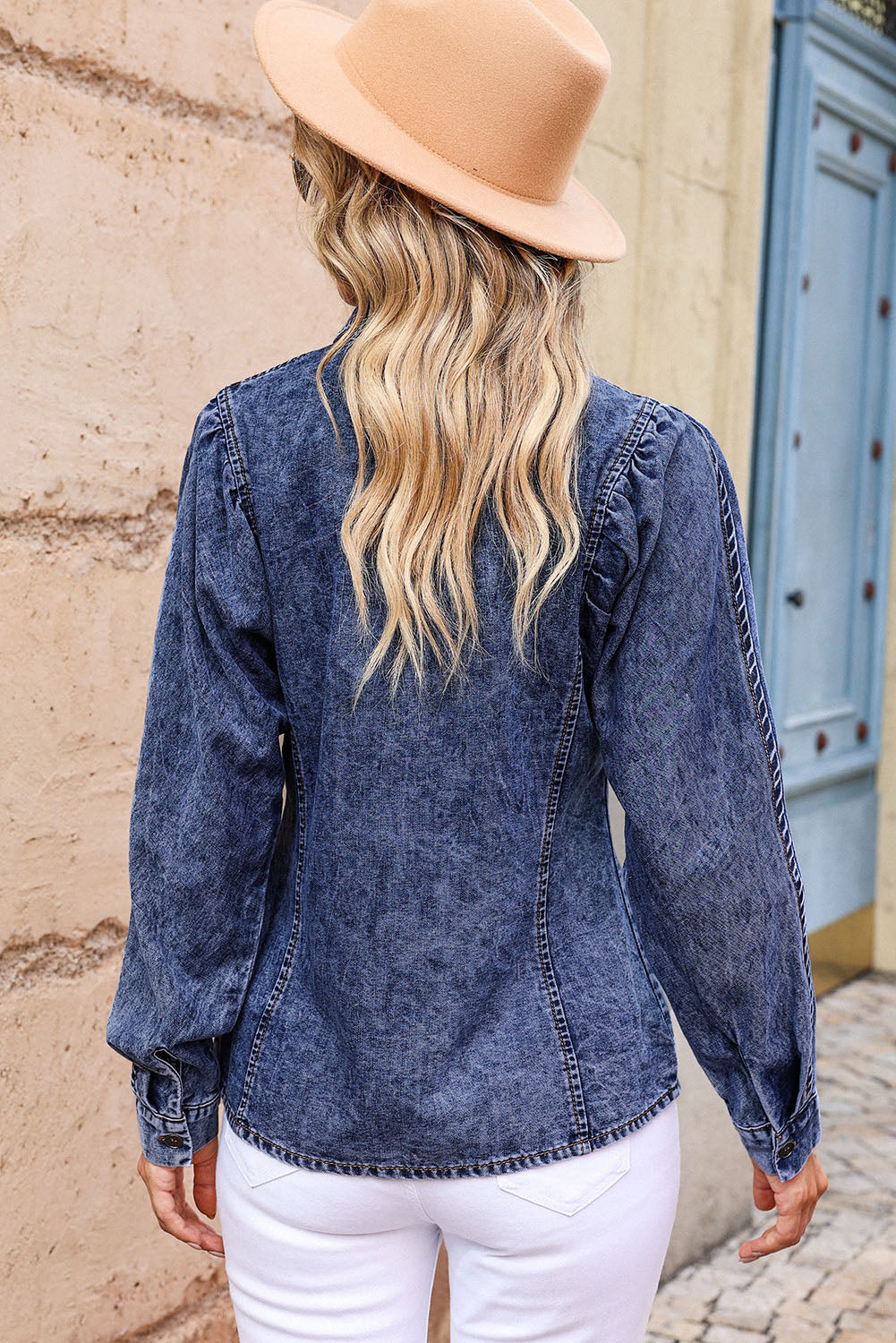 Stilla | Opkravede Denim Top