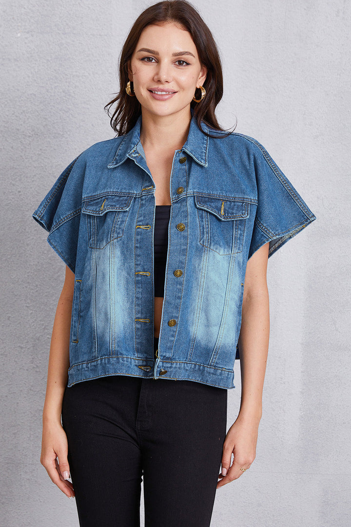 Stilla | Knap-op Kortærmet Denim Top