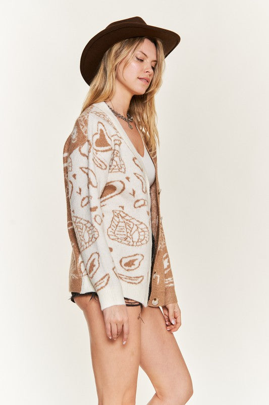 Stilla | Paisley Og Farveblok Cardigan