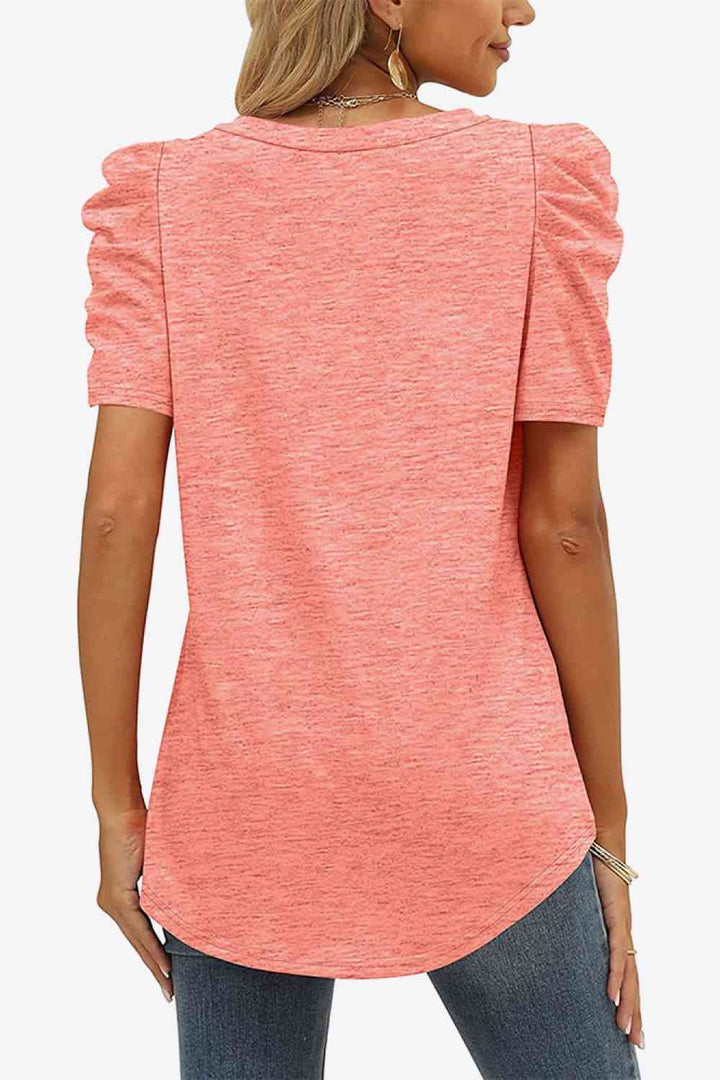 Stilla | Hals Puff Ermel T-shirt
