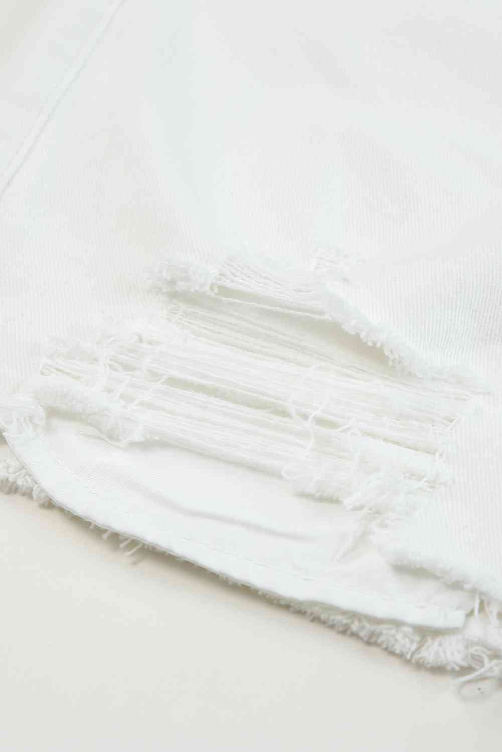 Stilla | Hem Distressed Denim Shorts Med Lommer