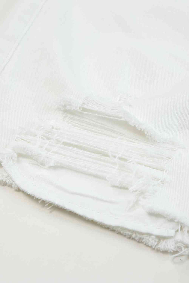 Stilla | Hem Distressed Denim Shorts Med Lommer