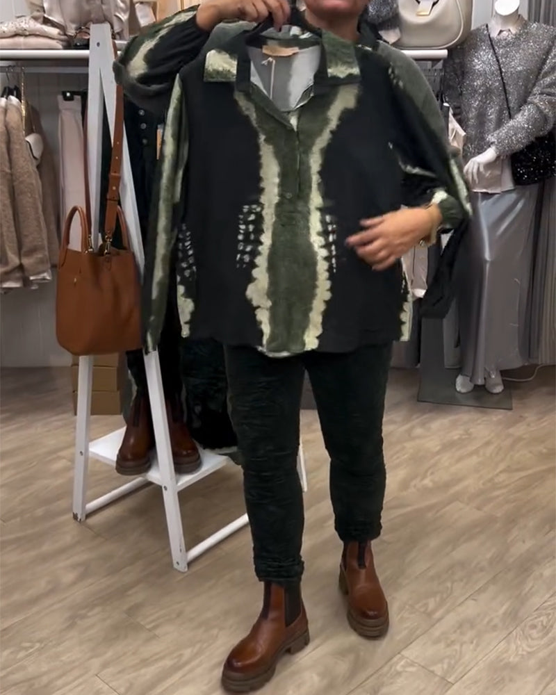 Stilla | Revers Retro Farveblok Lange Ærmer