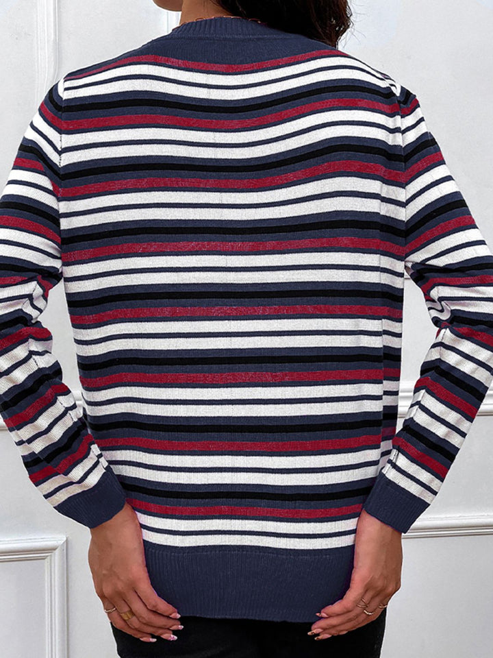 Stilla | Pullover med lange ærmer og rund hals med glinsende striber